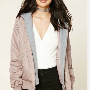 Lavender Hooded Bomber Jacket
